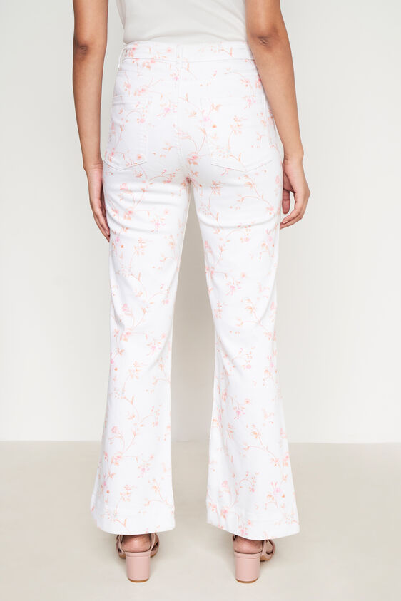 White Printed Straight Bottom, White, image 3